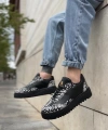 Shoecide Sb0802 Boa Gotik Desenli Siyah Yüksek Taban Erkek Günlük Ayakkabı
