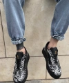 Shoecide Sb0802 Boa Gotik Desenli Siyah Yüksek Taban Erkek Günlük Ayakkabı