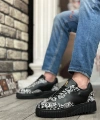Shoecide Sb0802 Boa Gotik Desenli Siyah Yüksek Taban Erkek Günlük Ayakkabı