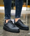 Shoecide Sb0802 Boa Siyah Renk Siyah  Yüksek Taban Erkek Günlük Ayakkabı