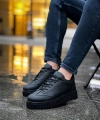 Shoecide Sb0802 Boa Siyah Renk Siyah  Yüksek Taban Erkek Günlük Ayakkabı