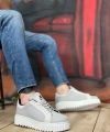 Shoecide Sb0803 Boa Yüksek Taban Gri Triko Gri Taban Erkek Ayakkabı