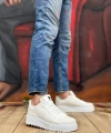 Shoecide Sb0803 Boa Yüksek Taban Triko Beyaz Erkek Ayakkabı