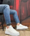 Shoecide Sb0803 Boa Yüksek Taban Triko Beyaz Erkek Ayakkabı