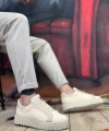 Shoecide Sb0803 Boa Yüksek Taban Triko Krem Erkek Ayakkabı