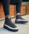 Shoecide Sb0811 Boa Yüksek Siyah Taban Paraşüt Kumaş Turuncu Cilt Detaylı Yarım Bilek Spor Bot