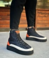 Shoecide Sb0811 Boa Yüksek Siyah Taban Paraşüt Kumaş Turuncu Cilt Detaylı Yarım Bilek Spor Bot