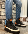 Shoecide Sb0811 Boa Yüksek Siyah Taban Paraşüt Kumaş Turuncu Cilt Detaylı Yarım Bilek Spor Bot