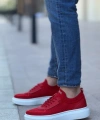 Shoecide Sb0812 Özel Örme Triko Tarz Kırmızı Beyaz Renk Spor Ayakkabı