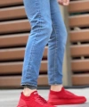 Shoecide Sb0812 Özel Örme Triko Tarz Kırmızı Renk Spor Ayakkabı