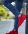 Shoecide Sb0812 Özel Örme Triko Tarz Kırmızı Renk Spor Ayakkabı
