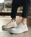 Shoecide Sb0911 Özel Örme Triko Deri Tozu Detaylı Bej Günlük Spor Ayakkabı