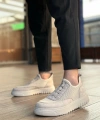 Shoecide Sb0911 Özel Örme Triko Deri Tozu Detaylı Bej Günlük Spor Ayakkabı