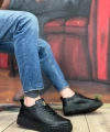 Shoecide Sb8104 Boa Yüksek Siyah Taban Siyah Cilt Bağcıklı Erkek Ayakkabı