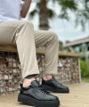 Shoecide Sb8104 Boa Yüksek Taban Rugan Siyah Bağcıklı Erkek Ayakkabı