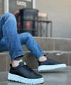 Shoecide Sb8104 Boa Yüksek Taban Siyah Cilt Bağcıklı Erkek Ayakkabı