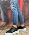 Shoecide Sb8104 Boa Yüksek Taban Siyah Cilt Bağcıklı Erkek Ayakkabı