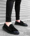 Shoecide Sbo0005 Bağcıksız Yüksek Siyah Taban Klasik Süet Detaylı Püsküllü Corcik Erkek Ayakkabı