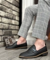 Shoecide Sbo0009 Cilt Püsküllü Corcik Siyah V Fashıon Tokalı Klasik Erkek Ayakkabısı