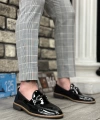 Shoecide Sbo0009 Rugan Püsküllü Corcik Siyah Çengel Tokalı Klasik Erkek Ayakkabısı
