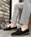 Shoecide Sbo0009 Süet Püsküllü Corcik Siyah Çengel Tokalı Klasik Erkek Ayakkabısı