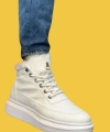 Shoecide Sbo0151 İçi Kürklü Bağcıklı Beyaz Erkek Tarz Spor Bot