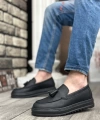 Shoecide Sbo0154  Bağcıksız Yüksek Taban Cilt Siyah Renk Püsküllü Erkek Ayakkabı