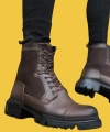 Shoecide Sbo0183 İçi Dışı Hakiki Deri Kahverengi Erkek Postal Bot