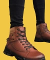 Shoecide Sbo0184 İçi Dışı Hakiki Deri Taba Erkek Fermuarlı Yarım Bot