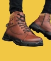 Shoecide Sbo0184 İçi Dışı Hakiki Deri Taba Erkek Fermuarlı Yarım Bot