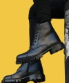 Shoecide Sbo0187 İçi Dışı Hakiki Deri Siyah Erkek Bağcıklı Fermuarlı Yarım Bilek Postal Bot