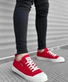 Shoecide Sbo0223 Boa Rahat Düz Taban Keten Bağcıklı Kırmızı Günlük Erkek Ayakkabı