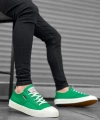 Shoecide Sbo0223 Boa Rahat Düz Taban Keten Bağcıklı Yeşil Günlük Erkek Ayakkabı