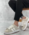 Shoecide Sbo0235 Bağcıklı Rahat Taban İki Çizgili Taş Gri Erkek Günlük Ayakkabı
