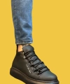 Shoecide Sbo0312 Bağcıklı Yüksek Siyah Taban Erkek Tarz Spor Bot