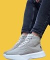 Shoecide Sbo0318 Bağcıklı Erkek Yüksek Taban Gri Taban Spor Bot