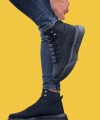 Shoecide Sbo0321 Gizli Bağcıklı Yüksek Taban Siyah Erkek Spor Bot