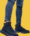 Shoecide Sbo0321 Gizli Bağcıklı Yüksek Taban Siyah Erkek Spor Bot
