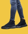 Shoecide Sbo0321 Gizli Bağcıklı Yüksek Taban Siyah Erkek Spor Bot