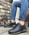 Shoecide Sbo0324 İçi Dışı Hakiki Deri Rahat Taban Lacivert Sneakers Casual Erkek Ayakkabı