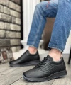 Shoecide Sbo0325 İçi Dışı Hakiki Deri Gizli Bağcık Rahat Taban Siyah Sneakers Casual Erkek Ayakkabı