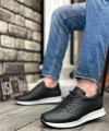 Shoecide Sbo0325 İçi Dışı Hakiki Deri Gizli Bağcık Rahat Taban Siyah Sneakers Casual Erkek Ayakkabı