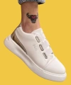 Shoecide Sbo0329 3 Bant Beyaz Gümüş Detaylı Kalın Taban Casual Erkek Ayakkabı