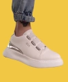 Shoecide Sbo0329 3 Bant Beyaz Gümüş Detaylı Kalın Taban Casual Erkek Ayakkabı