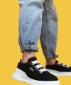 Shoecide Sbo0329 3 Bant Siyah Beyaz Detaylı Kalın Taban Casual Erkek Ayakkabı