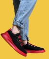 Shoecide Sbo0329 3 Bant Siyah Kırmızı Kalın Taban Casual Erkek Ayakkabı