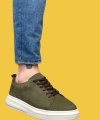 Shoecide Sbo0336 İçi Dışı Hakiki Nubuk Deri Haki Bağcıklı Casual Erkek Ayakkabı