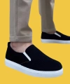 Shoecide Sbo0339 Bağcıksız Kadife Siyah Beyaz Taban Günlük Erkek Ayakkabı