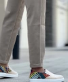 Shoecide Sbo0339 Bağcıksız Keten Krem Renkli Desenli Beyaz Taban Günlük Erkek Ayakkabı