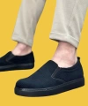 Shoecide Sbo0339 Bağcıksız Slip-on Kadife Siyah Siyah Taban Günlük Erkek Ayakkabı